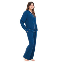 Load image into Gallery viewer, Women summer pajama set Petroleum buttoned Shirt+ Pants
