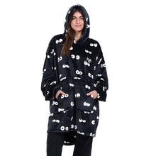 Load image into Gallery viewer, Snuggs Blanket Hoodie Black Eyes
