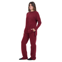 Load image into Gallery viewer, Women Winter Pajama Set Dark Red Oversized Sweatshirt + Pants

