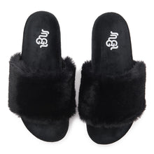 Load image into Gallery viewer, Snuggs Fuzzy Slipper Black
