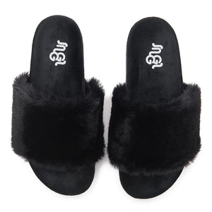 Snuggs Fuzzy Slipper Black