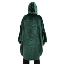 Load image into Gallery viewer, Snuggs Blanket Hoodie Dark Green Christmas Deer Pocket

