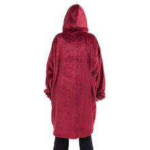 Load image into Gallery viewer, Snuggs Blanket Hoodie Dark Red Christmas Deer Pocket

