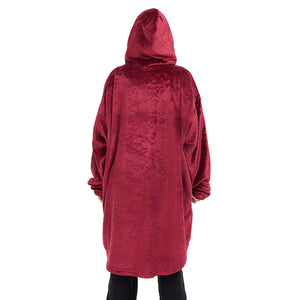Snuggs Blanket Hoodie Dark Red Christmas Deer Pocket