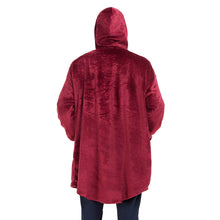 Load image into Gallery viewer, Snuggs Blanket Hoodie Dark Red Christmas Deer Pocket
