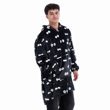 Load image into Gallery viewer, Snuggs Blanket Hoodie Black Eyes
