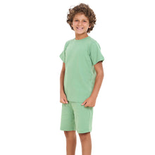 Load image into Gallery viewer, Boys summer pajama set Apple Green t-shirt + shorts
