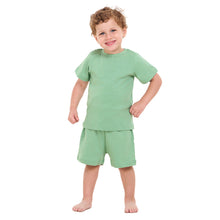 Load image into Gallery viewer, Boys summer pajama Bundle set Apple Green and Dino t-shirts + shorts
