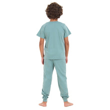 Load image into Gallery viewer, Boys summer pajama set Stone Blue t-shirt + Pants
