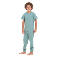Load image into Gallery viewer, Boys summer pajama set Stone Blue t-shirt + Pants
