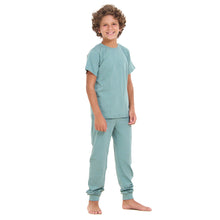 Load image into Gallery viewer, Boys summer pajama set Stone Blue t-shirt + Pants
