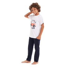 Load image into Gallery viewer, Boys summer pajama set Car t-shirt +Dark blue pants
