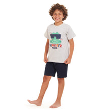 Load image into Gallery viewer, Boys summer pajama set crocodile t-shirt +Dark Blue shorts
