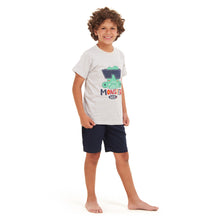 Load image into Gallery viewer, Boys summer pajama set crocodile t-shirt +Dark Blue shorts
