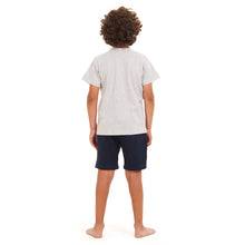Load image into Gallery viewer, Boys summer pajama set crocodile t-shirt +Dark Blue shorts
