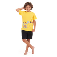 Load image into Gallery viewer, Boys summer pajama set Formula Bears t-shirt +Black shorts
