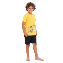 Load image into Gallery viewer, Boys summer pajama set Formula Bears t-shirt +Black shorts
