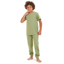 Load image into Gallery viewer, Boys summer pajama set Pistache t-shirt + Pants
