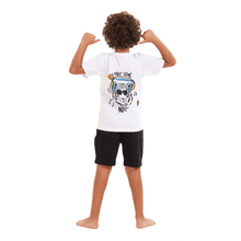 Load image into Gallery viewer, Boys summer pajama set Tiger t-shirt +Black shorts

