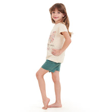 Load image into Gallery viewer, Girls summer pajama set Butterfly t-shirt + Green Army shorts

