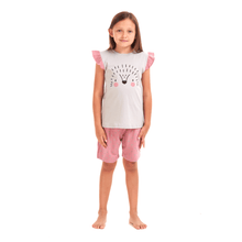 Load image into Gallery viewer, Girls summer pajama set Hedgehog t-shirt + Cashmere shorts
