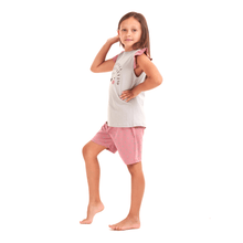 Load image into Gallery viewer, Girls summer pajama set Hedgehog t-shirt + Cashmere shorts
