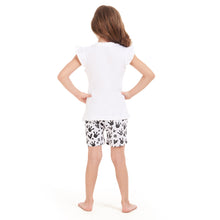 Load image into Gallery viewer, Girls summer pajama set Rabbit t-shirt + off-white shorts
