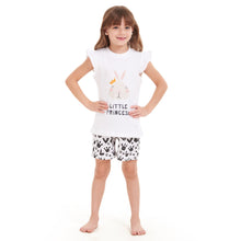 Load image into Gallery viewer, Girls summer pajama set Rabbit t-shirt + off-white shorts
