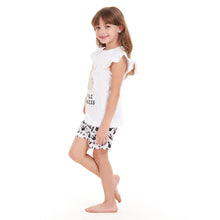 Load image into Gallery viewer, Girls summer pajama set Rabbit t-shirt + off-white shorts
