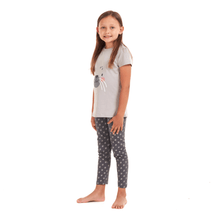 Load image into Gallery viewer, Girls summer pajama set Seal t-shirt + Dark grey leggings
