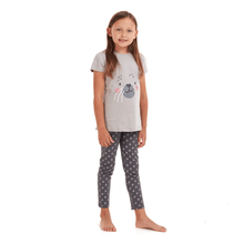 Load image into Gallery viewer, Girls summer pajama set Seal t-shirt + Dark grey leggings
