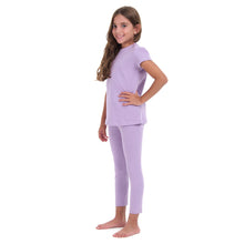 Load image into Gallery viewer, Girls summer pajama set Lilac t-shirt + Pants
