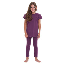Load image into Gallery viewer, Girls summer pajama set Purple t-shirt + Pants
