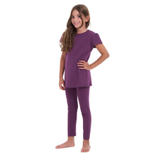 Load image into Gallery viewer, Girls summer pajama set Purple t-shirt + Pants
