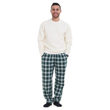 Load image into Gallery viewer, Men Winter Pajama Set Off White sweatshirt + Dark Green x Off White checkered Pants
