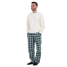 Load image into Gallery viewer, Men Winter Pajama Set Off White sweatshirt + Dark Green x Off White checkered Pants
