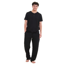 Load image into Gallery viewer, Men summer pajama set  Black T-shirt + Pants
