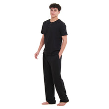 Load image into Gallery viewer, Men summer pajama set  Black T-shirt + Pants
