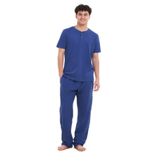 Load image into Gallery viewer, Men summer pajama set  Indigo T-shirt + Pants
