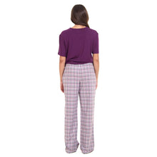 Load image into Gallery viewer, Women summer pajama set Dark Purple Cropped top + Purple x White checkered pants
