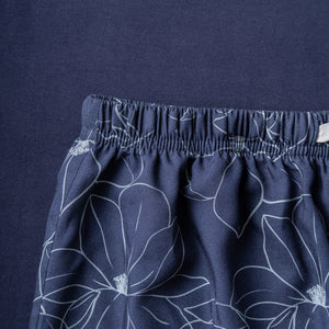 Women summer pajama set Dark blue Tee + Magnolia Floral Pants