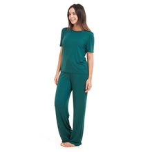 Load image into Gallery viewer, Women summer pajama set Dark green shirt + Pants
