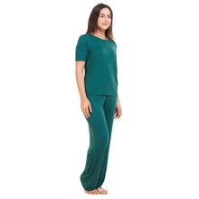 Load image into Gallery viewer, Women summer pajama set Dark green shirt + Pants

