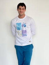 Load image into Gallery viewer, Men summer Eid pajama set White T-shirt + Petroleum Pants
