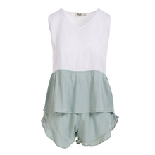 Load image into Gallery viewer, Women summer pajama set Mint ruffles top + Ruffles shorts
