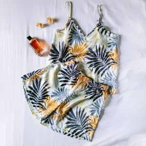 Women summer pajama set Havane leaves top + shorts