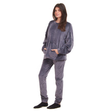 Load image into Gallery viewer, Women Winter Pajama Set Dark Grey Sweatshirt + Pants
