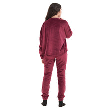 Load image into Gallery viewer, Women Winter Pajama Set Maroon Sweatshirt + Pants
