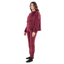 Load image into Gallery viewer, Women Winter Pajama Set Maroon Sweatshirt + Pants
