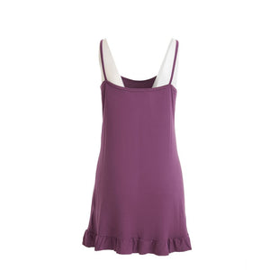 Women summer pajama Purple ruffles night shirt
